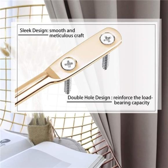 Curtain Holdbacks, Crystal Curtain Tieback Hooks Gold Metal Decorative Drapery - Picture 5 of 7